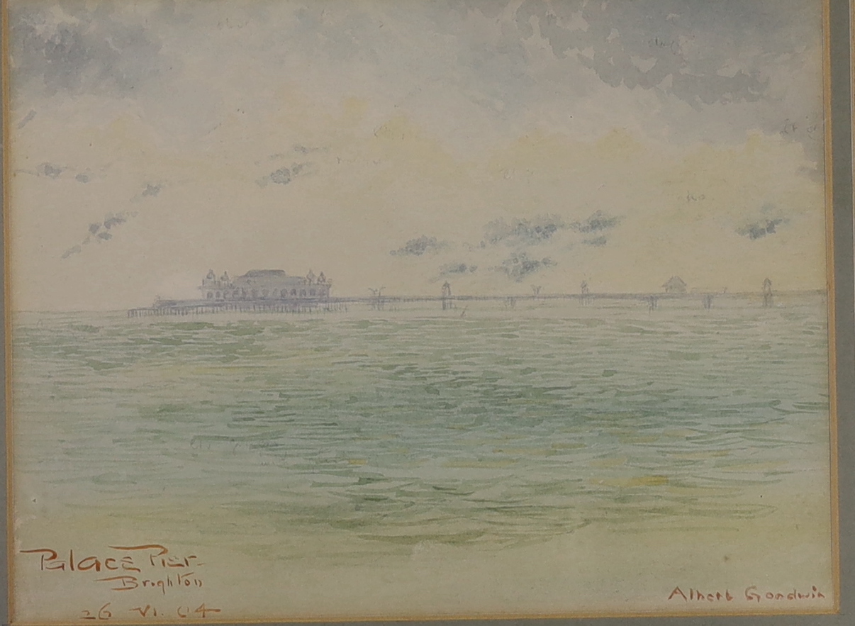 Albert Goodwin (1845-1932) watercolour, 'Palace Pier, Brighton', signed and dated ‘16.VI.04', 15cm x 12cm